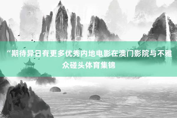 “期待异日有更多优秀内地电影在澳门影院与不雅众碰头体育集锦