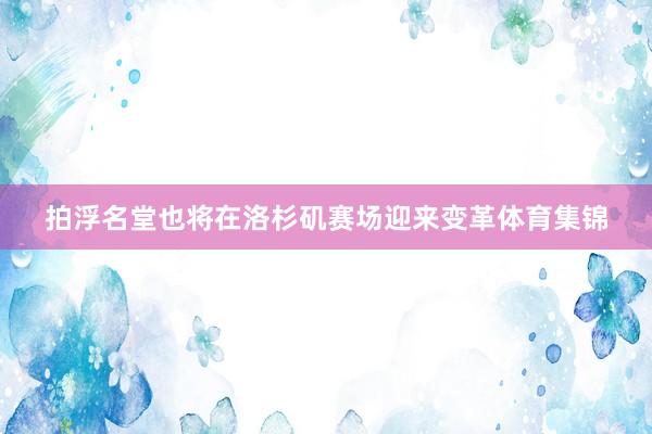 拍浮名堂也将在洛杉矶赛场迎来变革体育集锦