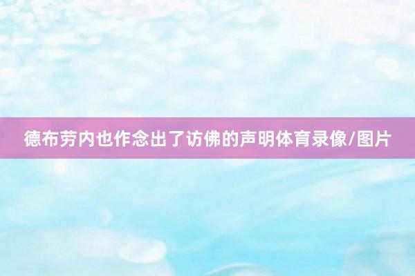 德布劳内也作念出了访佛的声明体育录像/图片