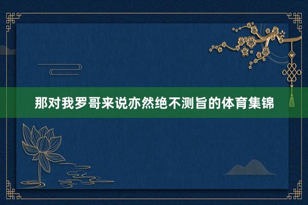 那对我罗哥来说亦然绝不测旨的体育集锦