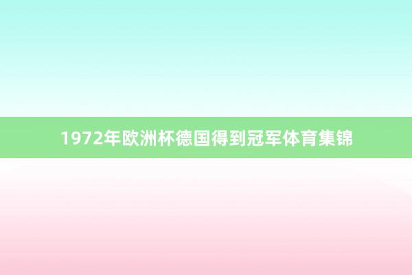 1972年欧洲杯德国得到冠军体育集锦