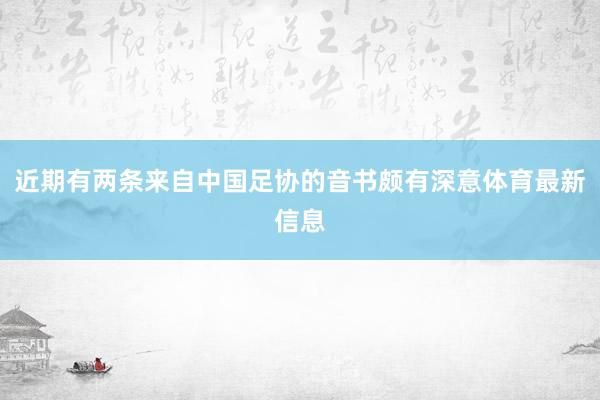 近期有两条来自中国足协的音书颇有深意体育最新信息