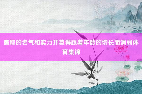 盖耶的名气和实力并莫得跟着年龄的增长而消弱体育集锦