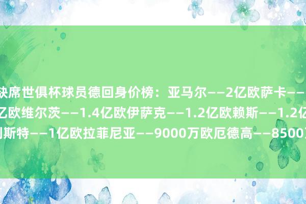 缺席世俱杯球员德回身价榜：亚马尔——2亿欧萨卡——1.5亿欧佩德里——1.4亿欧维尔茨——1.4亿欧伊萨克——1.2亿欧赖斯——1.2亿欧麦卡利斯特——1亿欧拉菲尼亚——9000万欧厄德高——8500万欧库巴西——8000万欧    体育集锦
