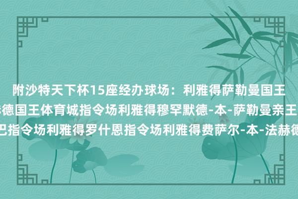 附沙特天下杯15座经办球场：利雅得萨勒曼国王海外指令场利雅得法赫德国王体育城指令场利雅得穆罕默德-本-萨勒曼亲王指令场利雅得新穆拉巴指令场利雅得罗什恩指令场利雅得费萨尔-本-法赫德亲王指令场利雅得南利雅得指令场利雅得沙特国王大学指令场吉达阿卜杜拉国王体育城指令场吉达吉迪亚海岸指令场吉达中央发展指令场吉达阿卜杜拉国王经济城指令场阿尔科巴尔沙特阿好意思指令场艾卜哈哈树德国王大学指令场NEOM新城NEO