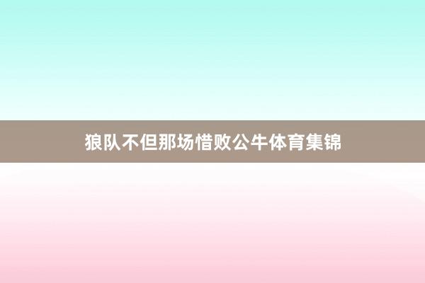 狼队不但那场惜败公牛体育集锦