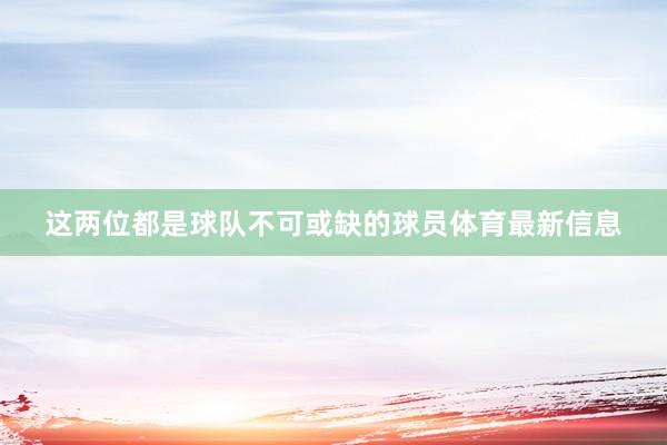 这两位都是球队不可或缺的球员体育最新信息