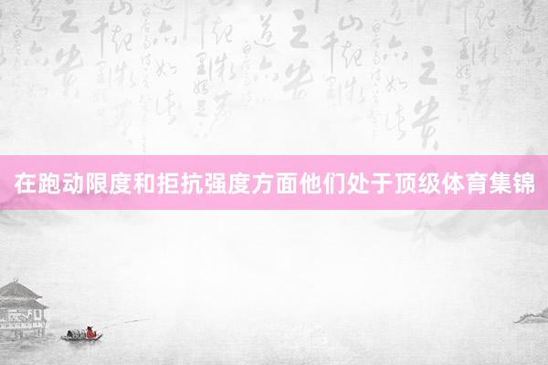 在跑动限度和拒抗强度方面他们处于顶级体育集锦