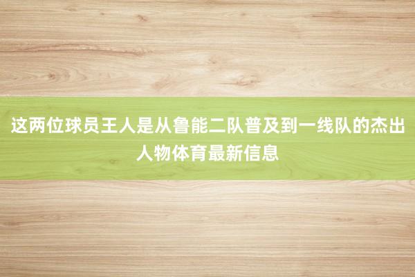 这两位球员王人是从鲁能二队普及到一线队的杰出人物体育最新信息